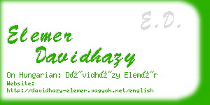 elemer davidhazy business card